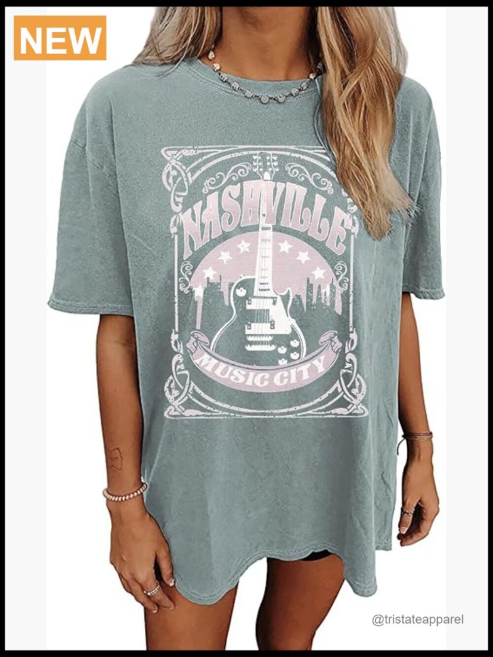 Oversized Country Music T-Shirt Vintage Guitar Graphic Tee Short Sleeve